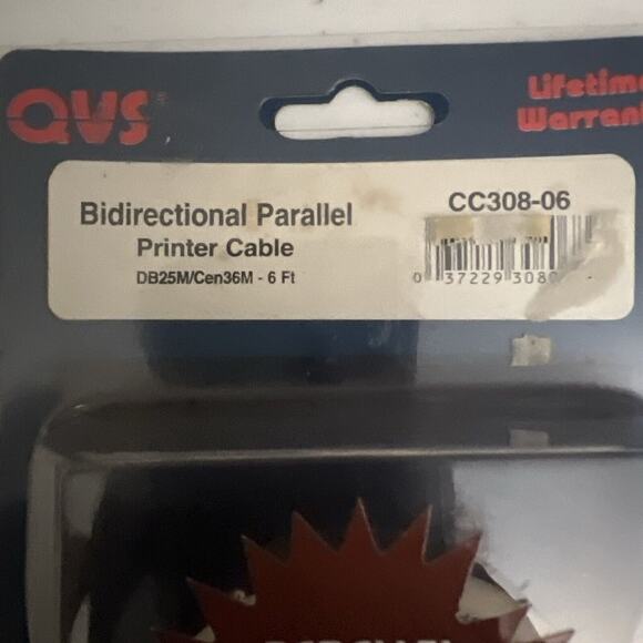QVS 6FT CC308-06 BIDIRECTIONAL Bi-tropics PARRALLEL Printer CABLE New - Picture 2 of 3